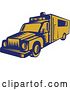 Vector Clip Art of Retro Woodcut Blue and Yellow Ambulance by Patrimonio