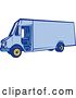 Vector Clip Art of Retro Woodcut Blue Delivery Van by Patrimonio