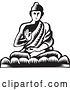 Vector Clip Art of Retro Woodcut Buddha Sitting in the Lotus Position by Patrimonio