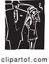 Vector Clip Art of Retro Woodcut Flapper Girl Smoking a Cigarette by a Guy in a Zoot Suit by Xunantunich