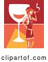 Vector Clip Art of Retro Woodcut Flapper Girl Smoking a Cigarette over a Giant Glass of Wine by Xunantunich