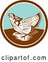 Vector Clip Art of Retro Woodcut Greater Prairie Chicken in a Brown White and Turquoise Circle by Patrimonio