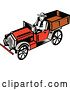 Vector Clip Art of Retro Woodcut Guy Driving a Pickup Truck by Patrimonio