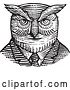 Vector Clip Art of Retro Woodcut Hipster Great Horned Owl in a Suit and Tie by Patrimonio