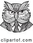 Vector Clip Art of Retro Woodcut Hipster Owl in a Suit and Tie by Patrimonio