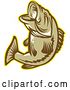 Vector Clip Art of Retro Woodcut Largemouth Bass Fish Jumping by Patrimonio