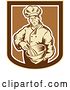 Vector Clip Art of Retro Woodcut Male Baker with a Mixing Bowl in a Crest by Patrimonio