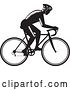 Vector Clip Art of Retro Woodcut Male Cyclist Riding a Bicycle by Patrimonio