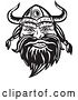 Vector Clip Art of Retro Woodcut Male Viking Norseman Warrior Face with a Long Beard and Horned Helmet by Patrimonio