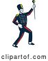 Vector Clip Art of Retro Woodcut Marching Band Drum Major Holding up a Baton by Patrimonio