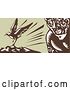 Vector Clip Art of Retro Woodcut of a God, Tagaloa, Looking at His Plover Bird Daughter Landing on a Treeless Island by Patrimonio