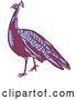 Vector Clip Art of Retro Woodcut Purple and Blue Peacock Bird by Patrimonio