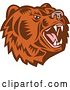 Vector Clip Art of Retro Woodcut Roaring California Grizzly Bear Head by Patrimonio