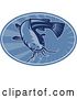 Vector Clip Art of Retro Woodcut Styled Blue Bullhead Catfish Oval by Patrimonio