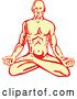Vector Clip Art of Retro Woodcut Yellow and Red Guy Meditating in the Lotus Pose by Patrimonio