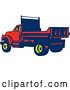 Vector Clip Art of Retro Woodcut Yellow, Blue and Red Flatbed Truck by Patrimonio