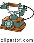 Vector Clip Art of Retro Wooden and Green Phone by Frisko