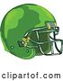 Vector Clip Art of Retro WPA Styled Green American Football Helmet by Patrimonio