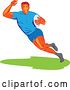 Vector Clip Art of Retro Wpa Styled Male Rugby Player Runing with a Ball by Patrimonio
