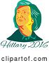 Vector Clip Art of Retro WPA Styled Portrait of Democratic Presidential Nominee Hillary Clinton over Text by Patrimonio