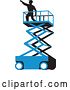 Vector Clip Art of Retro Wpa Styled Silhouetted Male Worker on a Cherry Picker Scissor Lift by Patrimonio