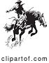 Vector Clip Art of Retro Wrangler Cowboy on a Leaping Horse by BestVector