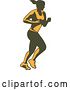 Vector Clip Art of Retro Yellow and Olive Green Female Marathon Runner by Patrimonio