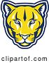 Vector Clip Art of Retro Yellow Blue and White Puma Cougar Mountain Lion Face by Patrimonio