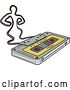 Vector Clip Art of Retro Yellow Labeled Cassette Tape with the Tape Forming a Dancing Guy by Patrimonio