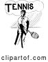Vector Clip Art of Sketched Tennis Player by Prawny Vintage