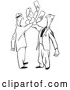 Vector Clip Art of Tangled Retro Men Trying to Exchange Business Cards by Picsburg