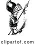 Vector Clip Art of Tiny Guard with a Spear by Prawny Vintage
