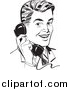 Vector Clipart of a Retro Business Man Chatting on a Phone by BestVector