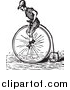 Vector Clipart of a Retro Man Riding a Penny Farthing Bicycle by BestVector