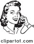 Vector Clipart of a Retro Woman Smiling and Chatting on a Phone by BestVector