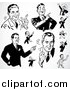 Vector Clipart of Black and White Retro Pointing Businessmen by BestVector