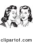 Vector Clipart of Two Gossiping Retro Ladies by BestVector