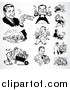 Vector Clipart Retro Black and White Wealthy Businessmen by BestVector